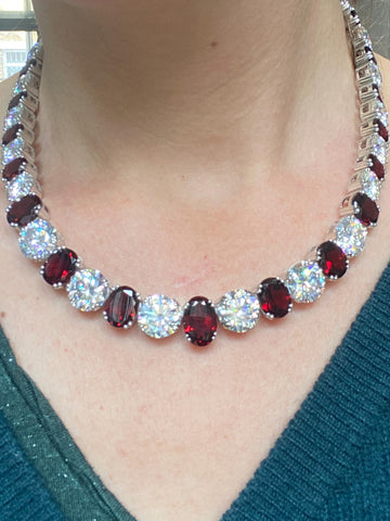170.86 CTW Moissanite and Garnet Necklace