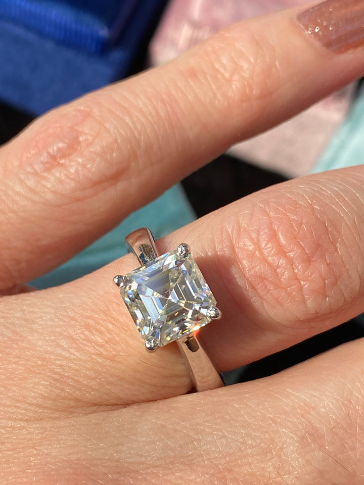3.50 Carat Asscher Cut Moissanite Engagement Ring Katherine James Jewellery 
