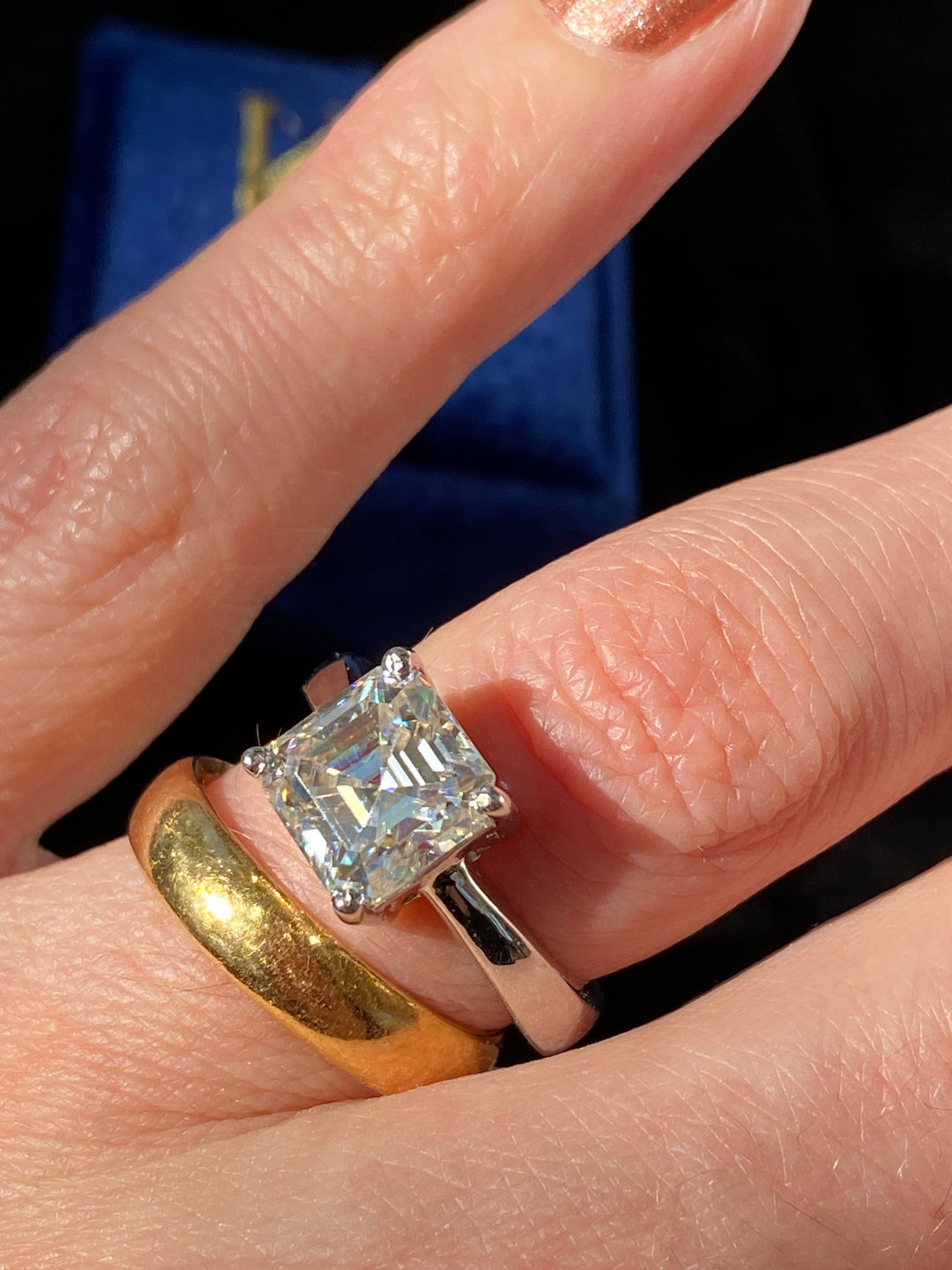 3.50 Carat Asscher Cut Moissanite Solitaire Engagement Ring in Sterling Silver / 9ct Gold / 18ct Gold