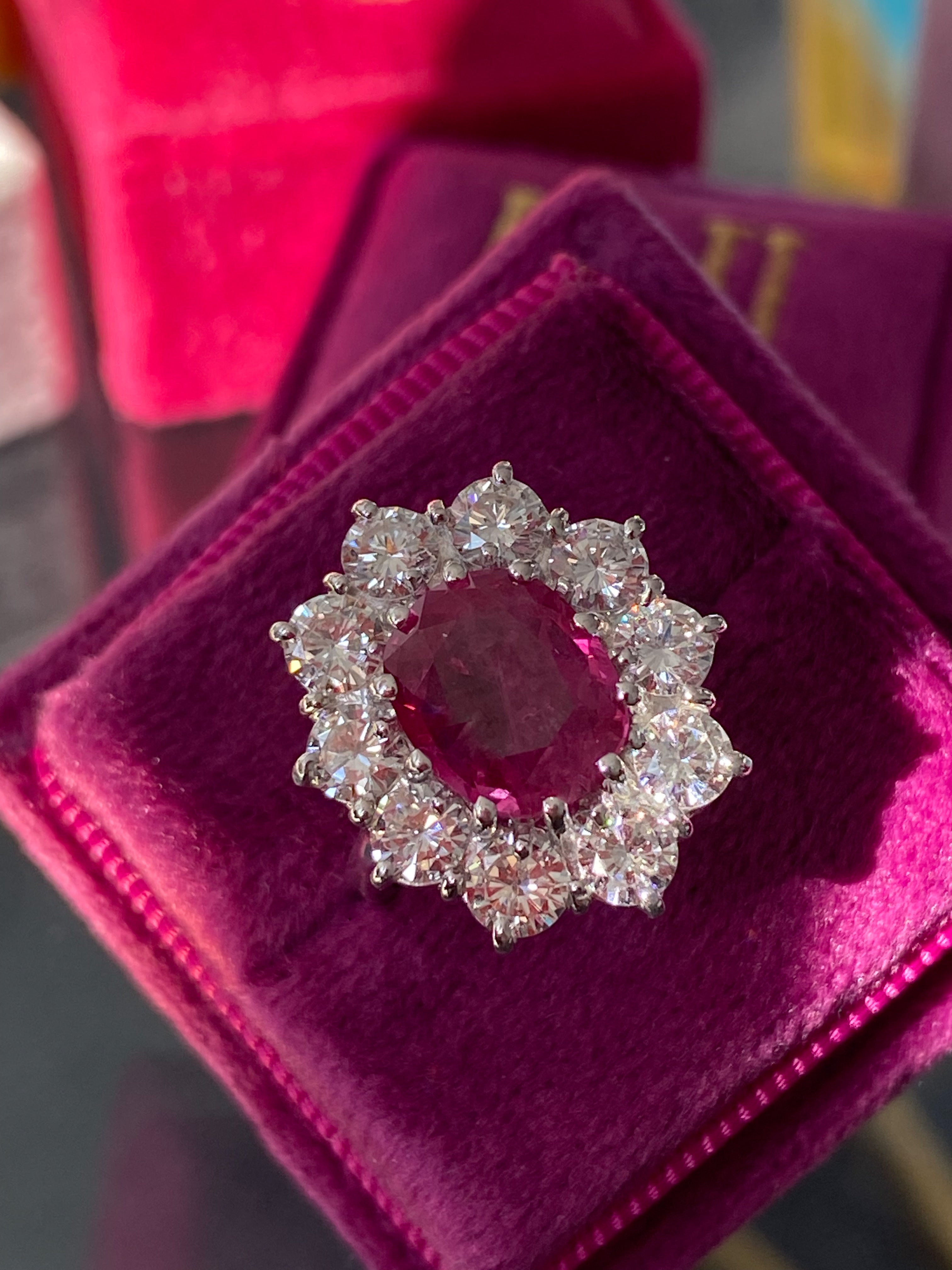 Ruby and Diamond Double Halo Ring | HN JEWELRY