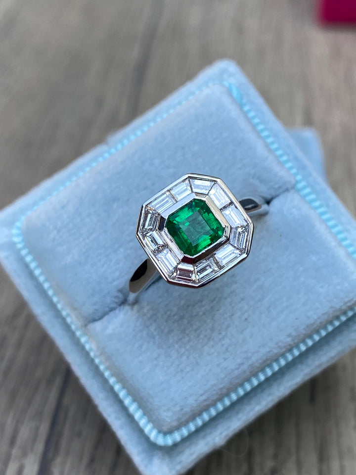 1.51 CTW Emerald and Diamond Ring in Platinum