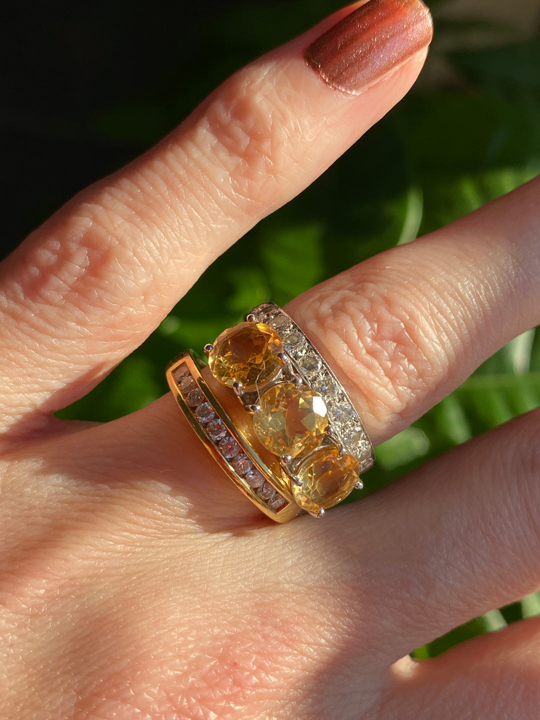 4.00ctw Round Cut Citrine Three Stone Ring in Sterling Silver
