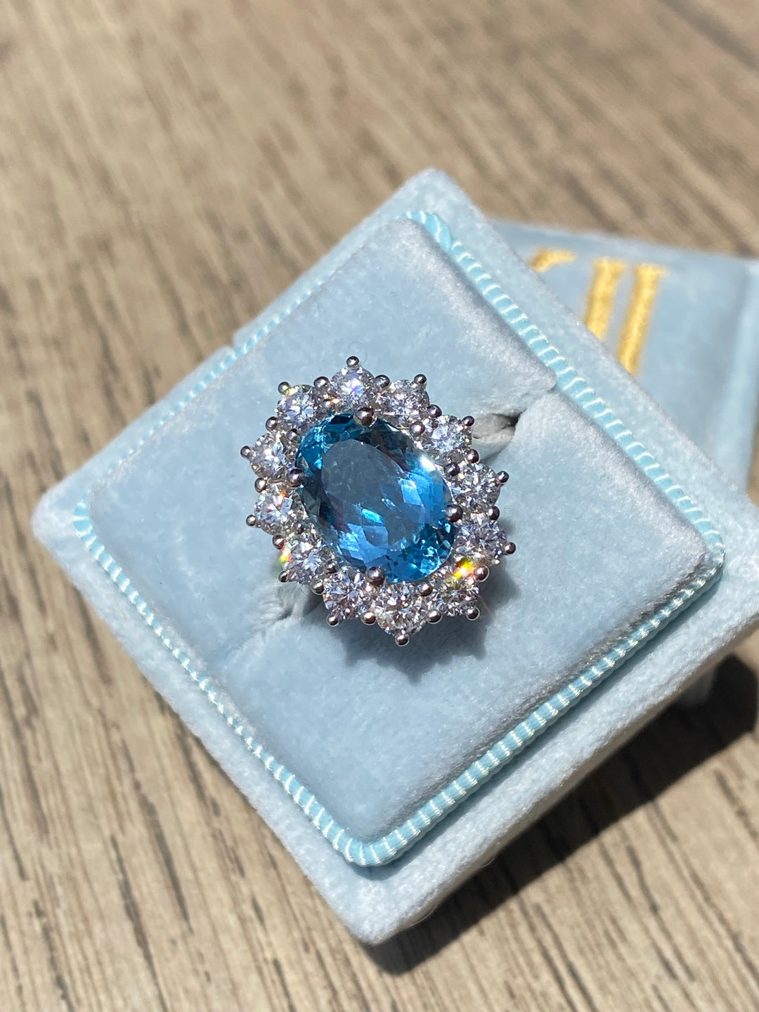 4.32 CTW Marquise Cut Aquamarine and Diamond Halo Engagement Ring in Platinum