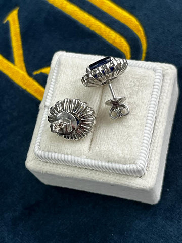 5.01 CTW Oval Cut Kyanite and Moissanite Earrings in Sterling Silver