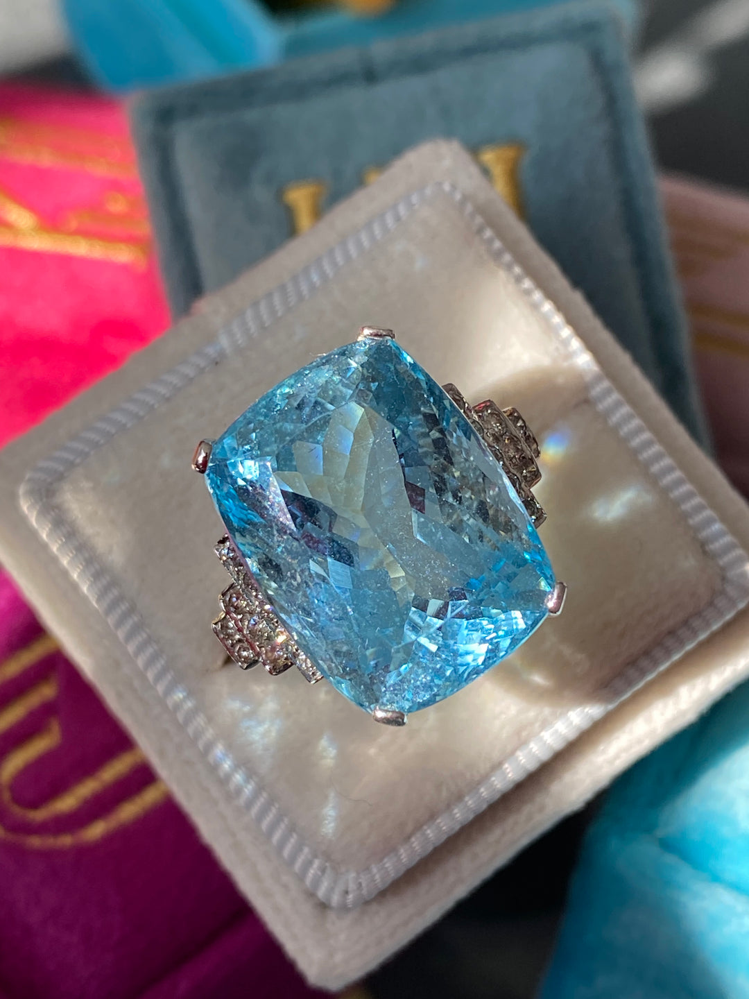 17.75 Carat Aquamarine and Diamond Ring in 18ct White Gold