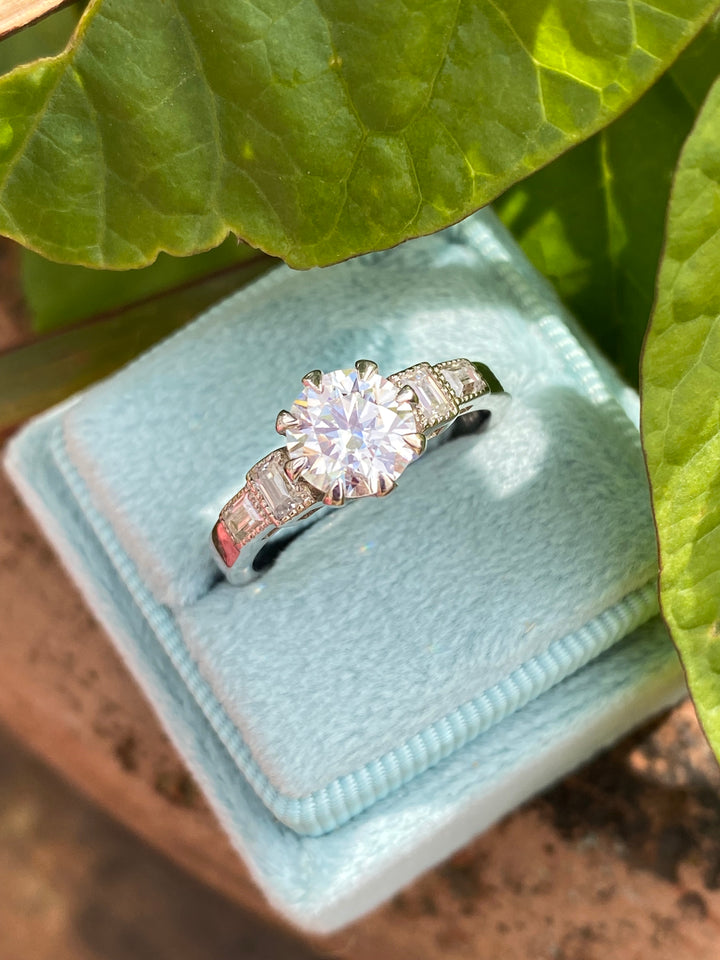 2.50 CTW Moissanite Art Deco Style Engagement Ring