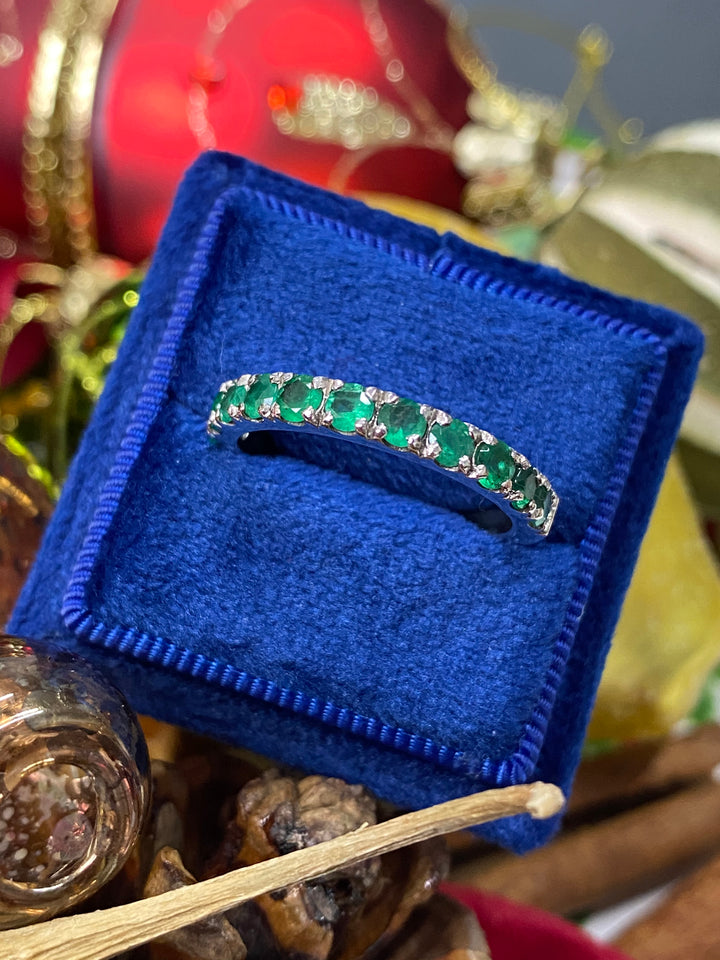 1.10 CTW Emerald Eternity Stacking Ring in Sterling Silver