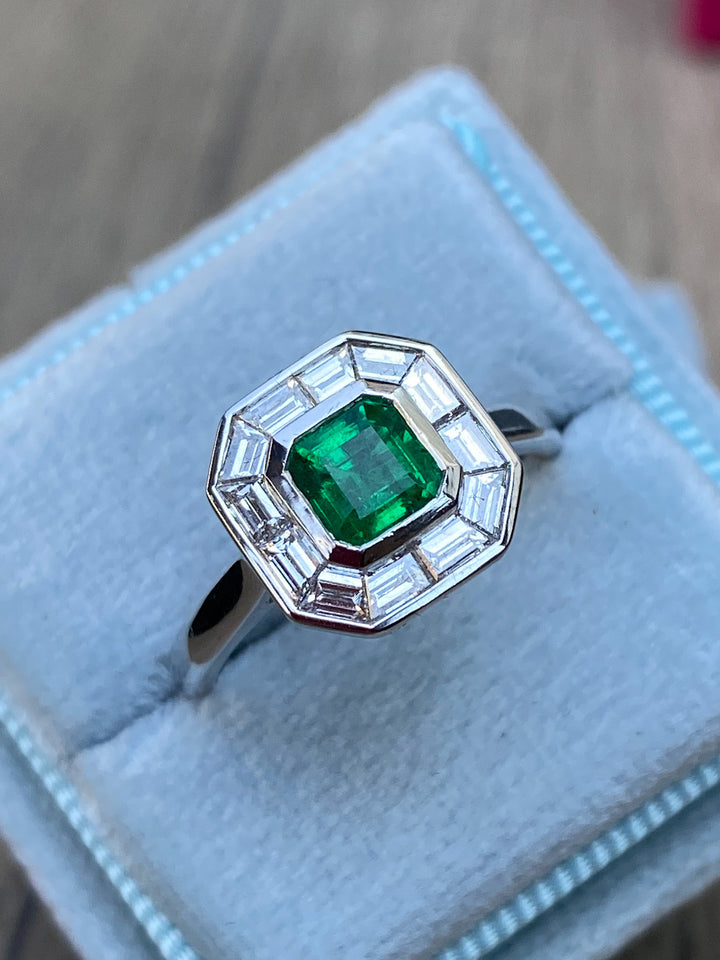 1.51 CTW Emerald and Diamond Ring in Platinum