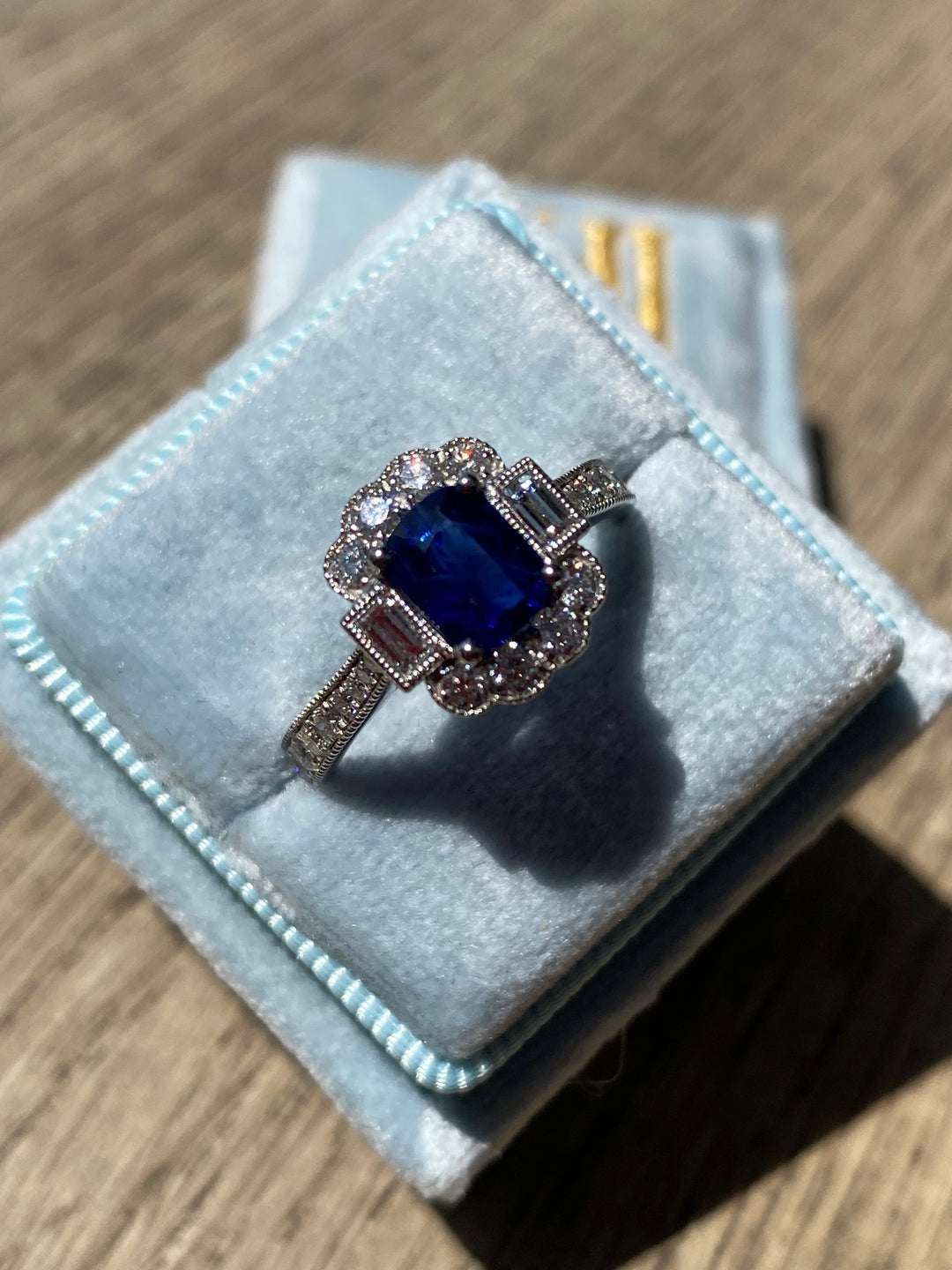 1.66 CTW Blue Ceylon Sapphire and Diamond Ring in Platinum