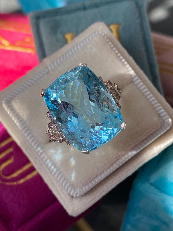 17.75 Carat Aquamarine and Diamond Ring in 18ct White Gold