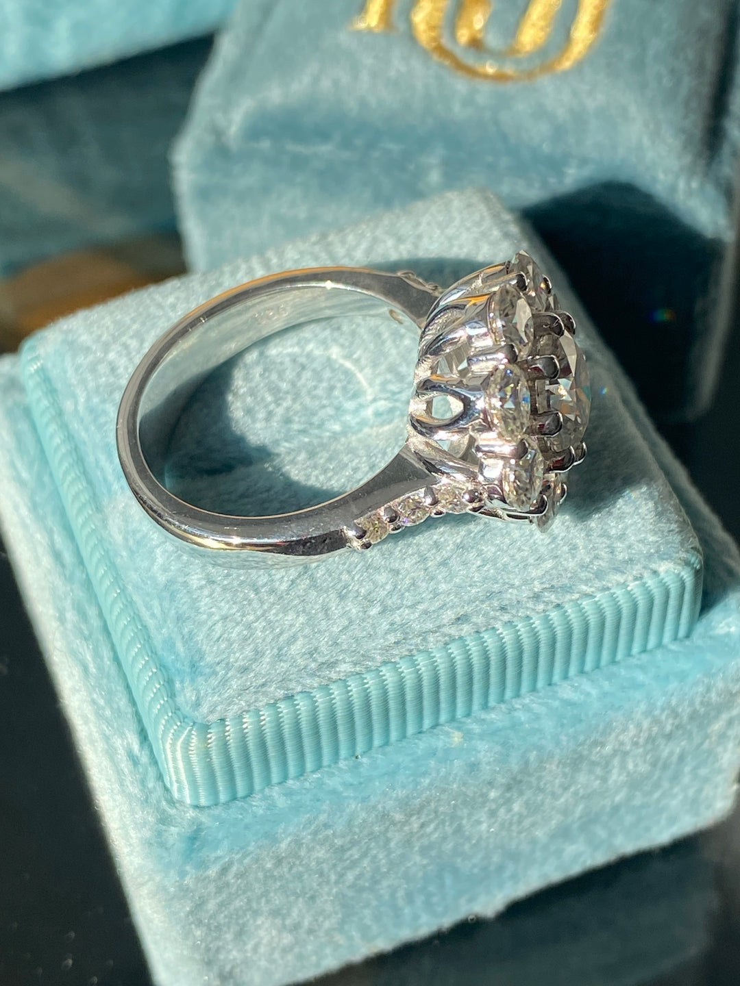 3.38 CTW Moissanite Daisy Halo Engagement Ring