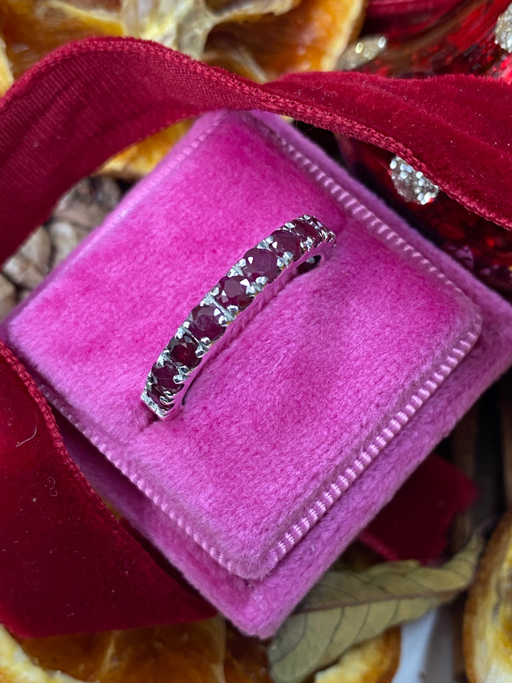 1.10 CTW Ruby Eternity Stacking Ring in Sterling Silver