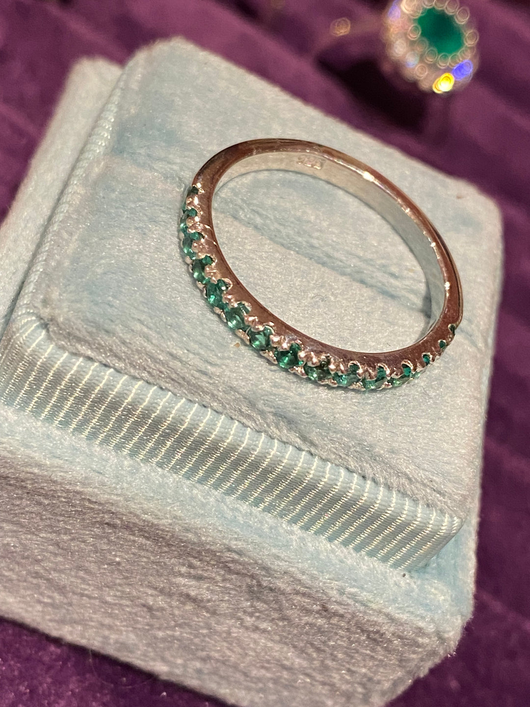 0.50 CTW Emerald Eternity Stacking Ring in Sterling Silver