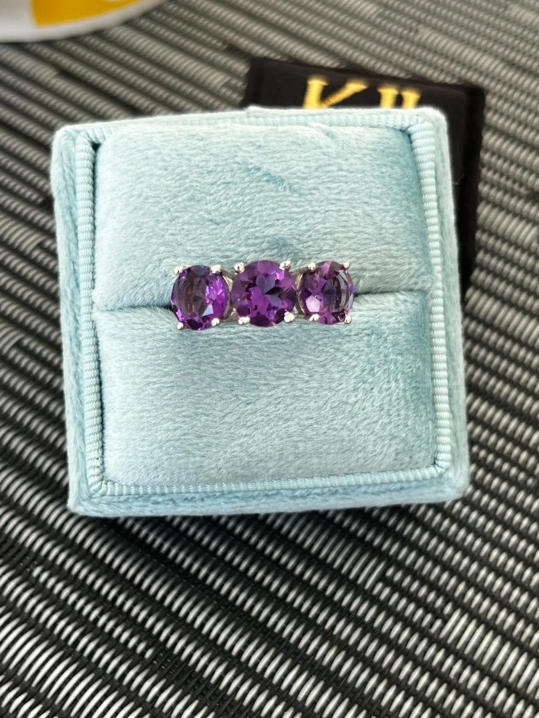 4.00ctw Round Cut Amethyst Three Stone Ring in Sterling Silver