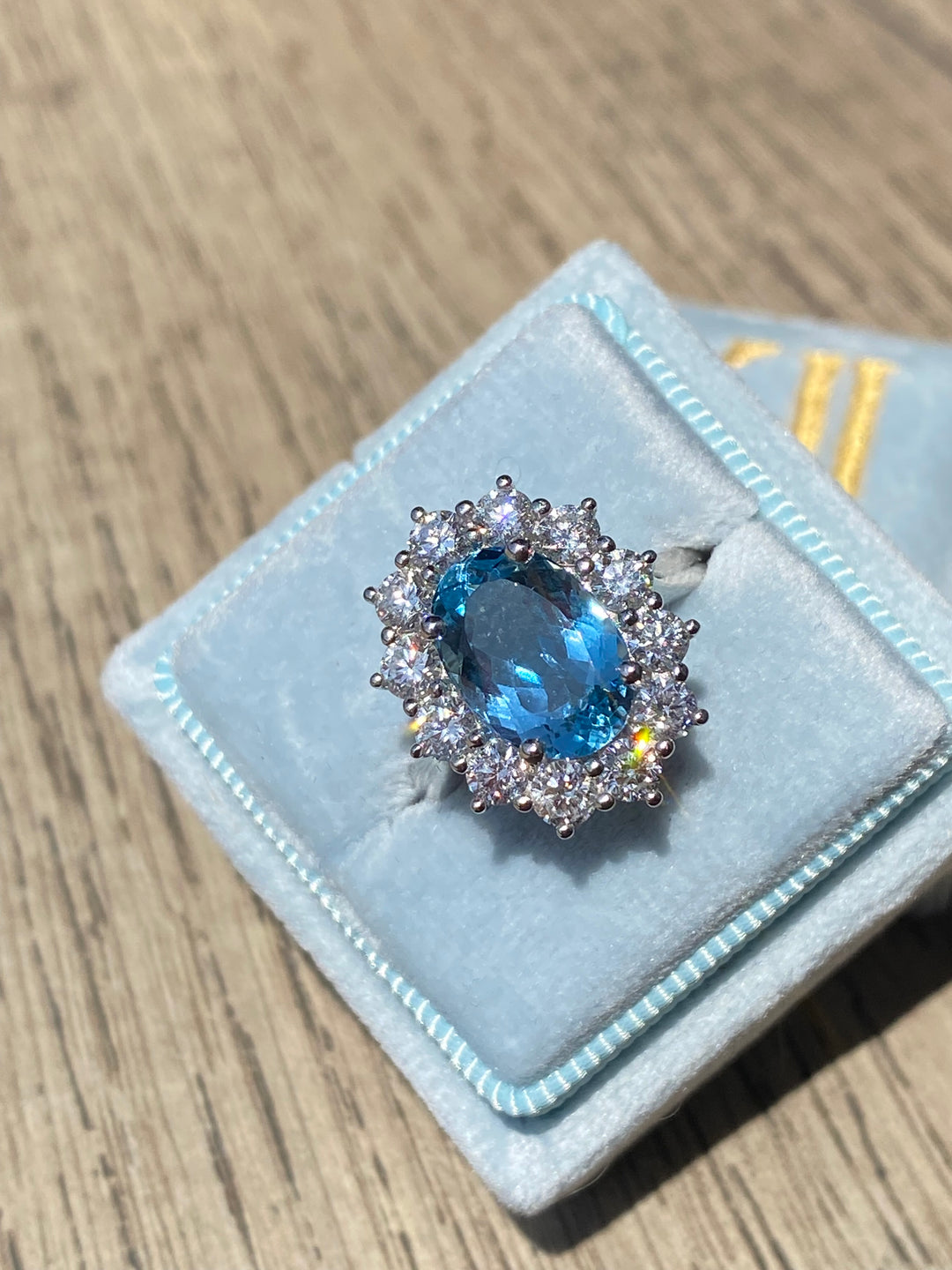 4.32 CTW Marquise Cut Aquamarine and Diamond Halo Engagement Ring in Platinum