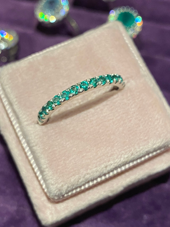 0.50 CTW Emerald Eternity Stacking Ring in Sterling Silver