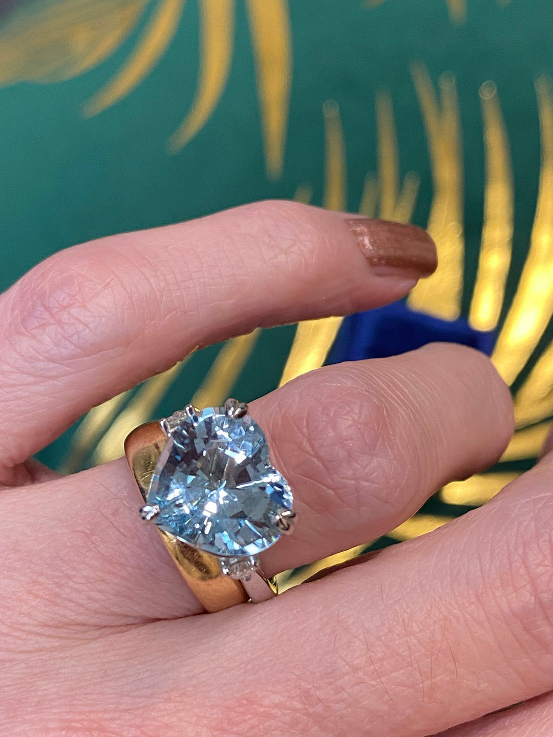 7.50 Carat Heart-Cut Aquamarine and Diamond Ring in Platinum
