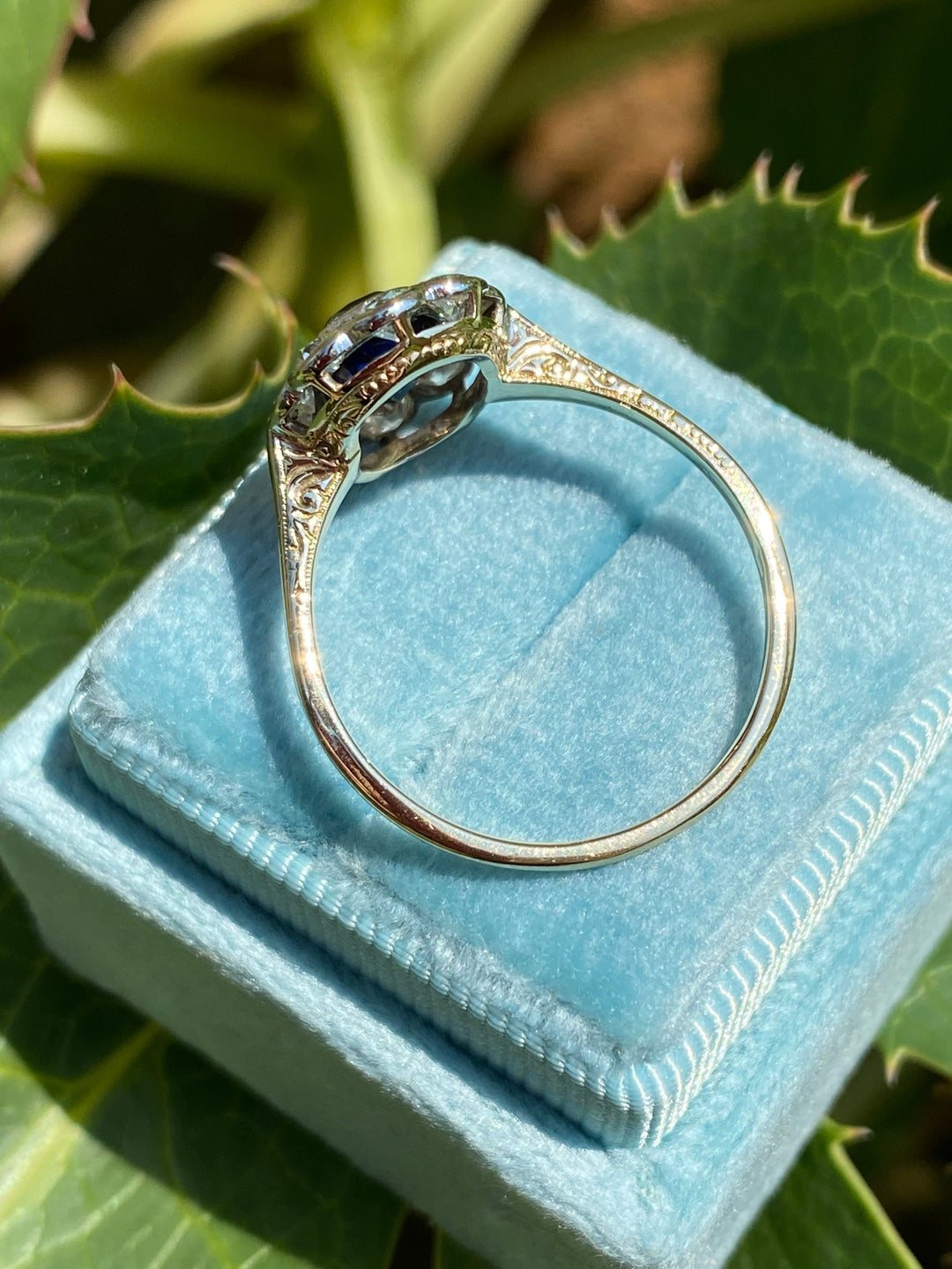 2.00 CTW Antique Edwardian Blue Sapphire and Diamond Ring in 18ct Gold