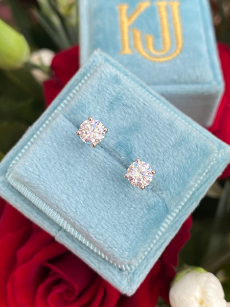 1.00 Carat Moissanite Stud Earrings in Silver or 9ct or 18ct Gold