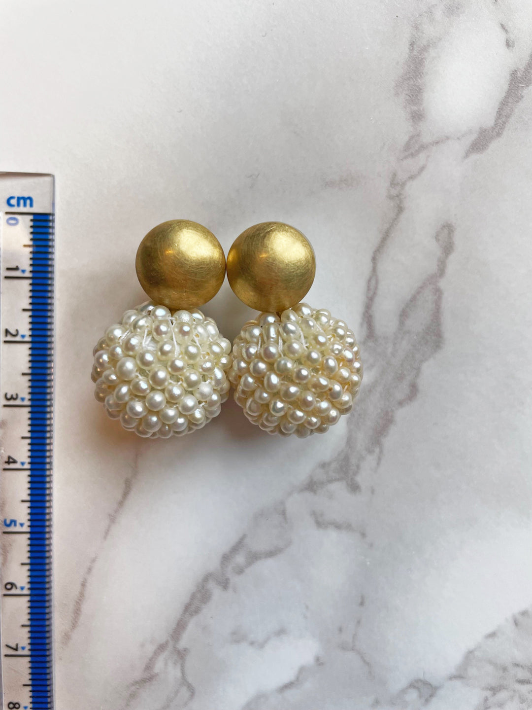 Seed Pearl Drop Earrings in 18ct Yellow Gold
