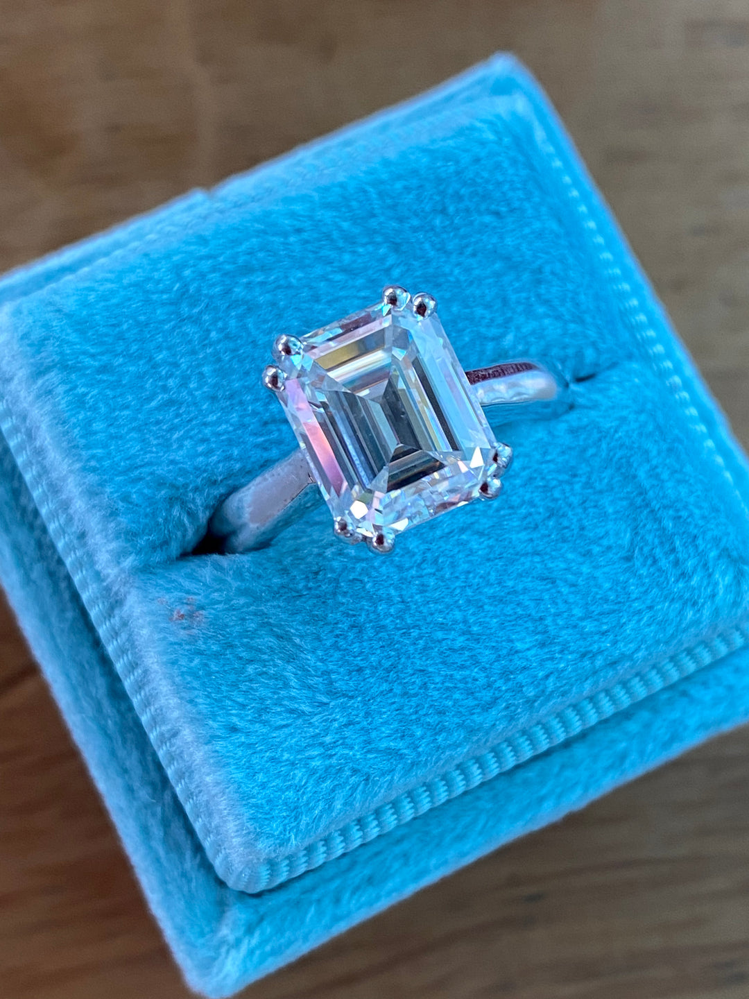 3.50 Carat Emerald Cut Moissanite Engagement Ring Katherine James Jewellery 