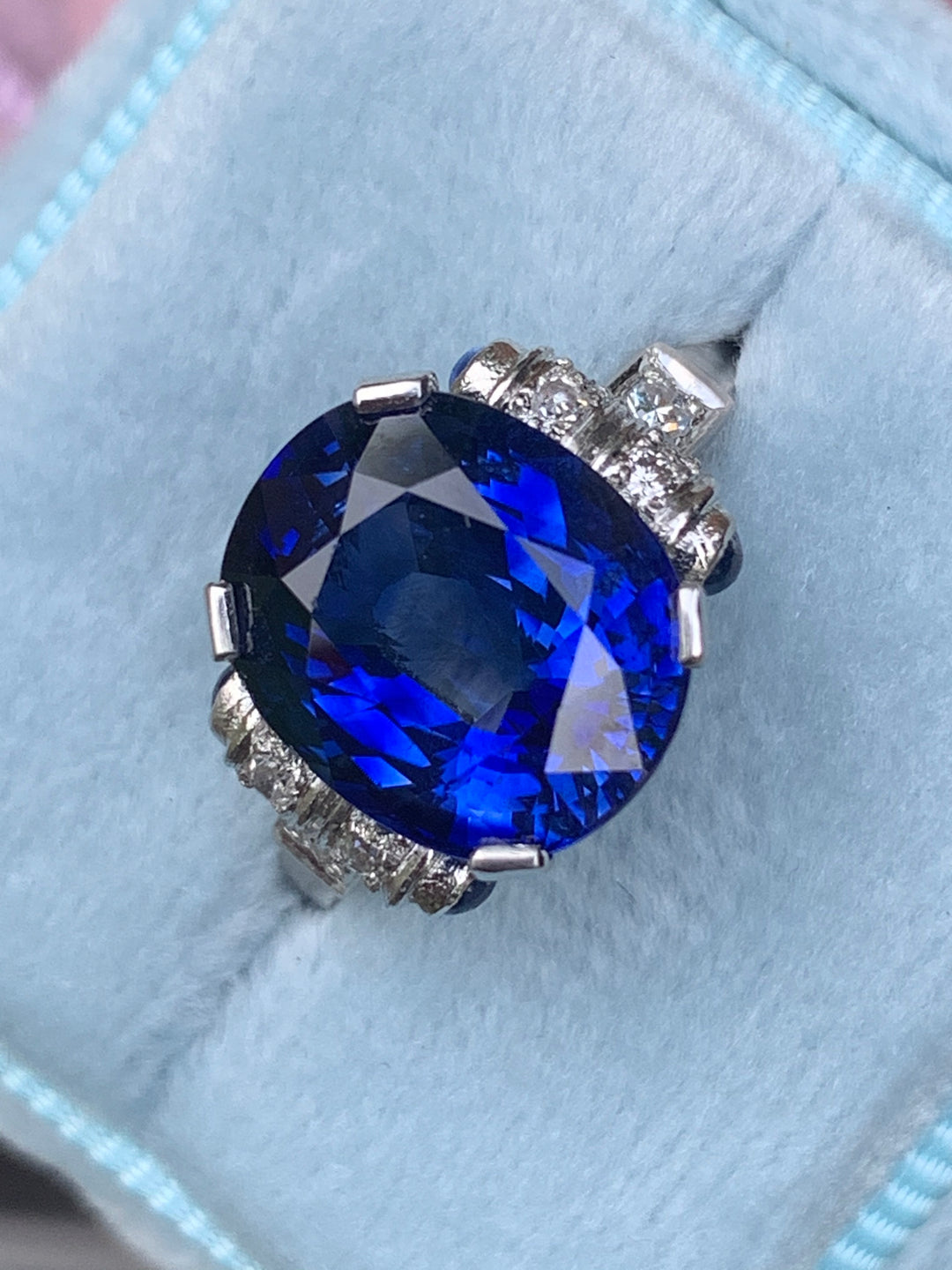 Vintage French Sapphire and Diamond Ring