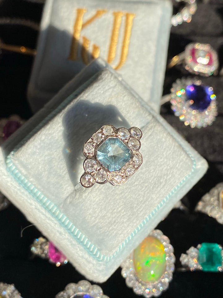 1.25 Carat Aquamarine and Diamond Ring in Platinum
