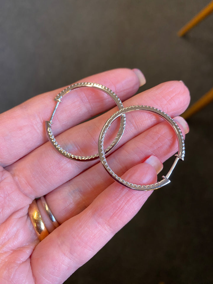2 Carat Moissanite Hoop Earrings in Sterling Silver 