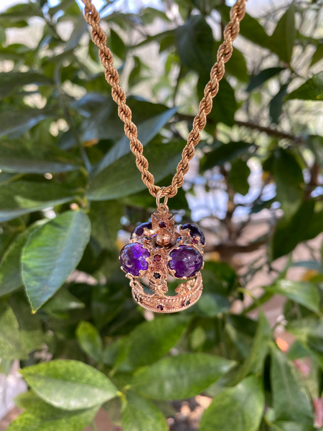Huge Amethyst Crown Necklace in 9ct Yellow Gold