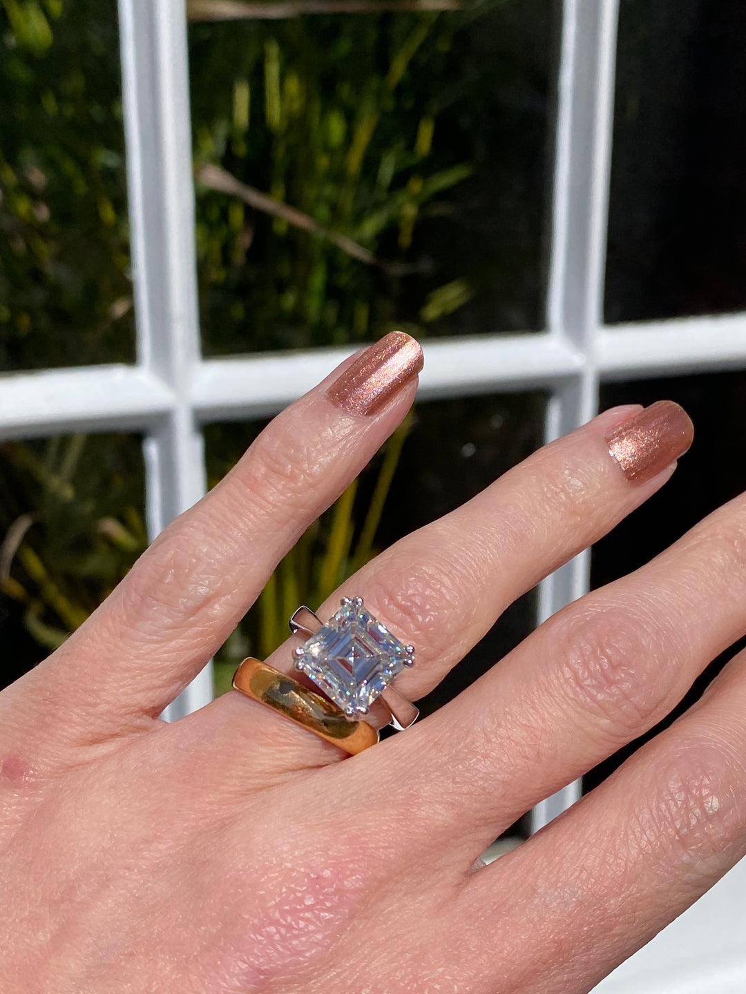 5.50 Carat Asscher Cut Moissanite Engagement Ring Katherine James Jewellery 
