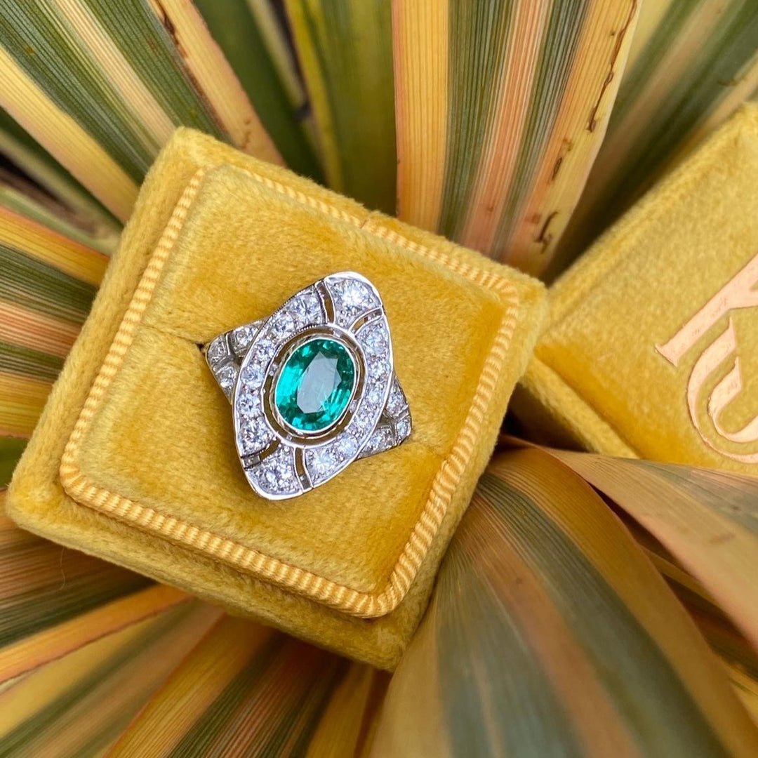 Katherine James Jewellery Emerald Art Deco Ring 