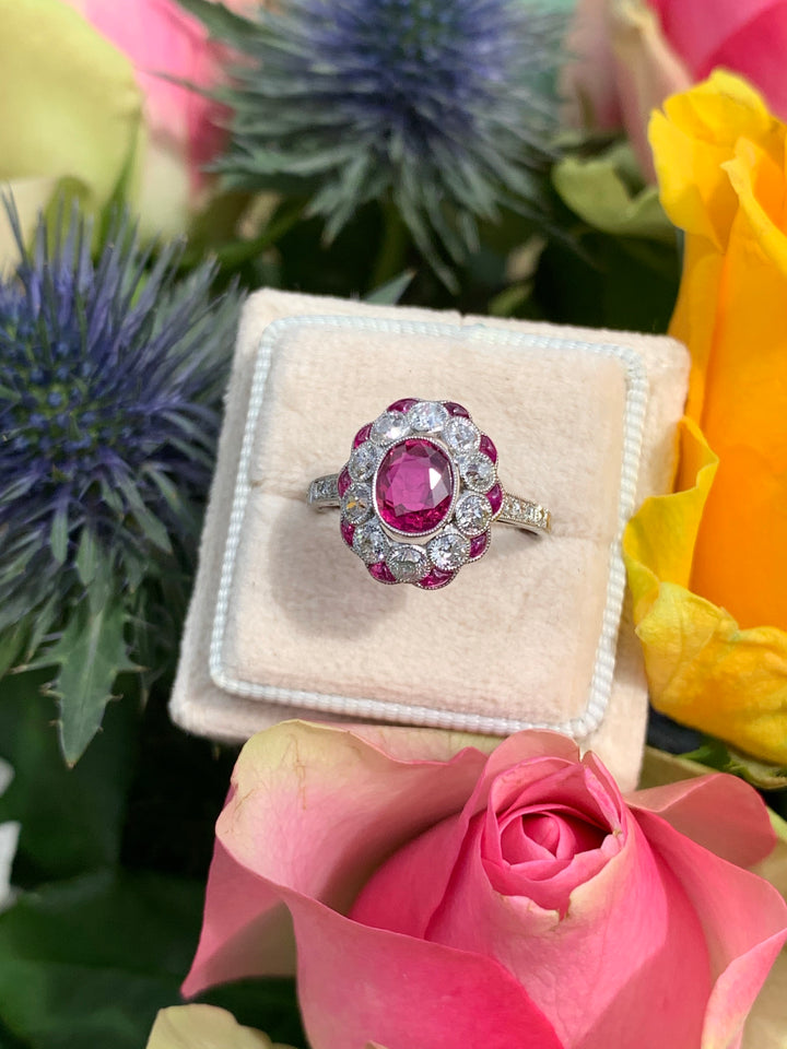 1.02 Carat Ruby and Diamond Ring in Platinum