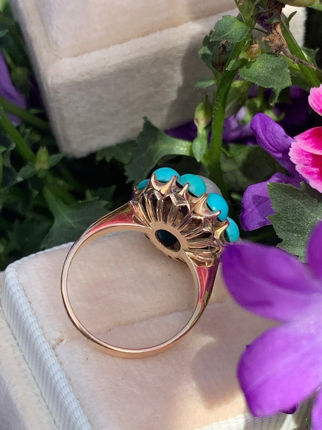 Turquoise and Pearl Ring