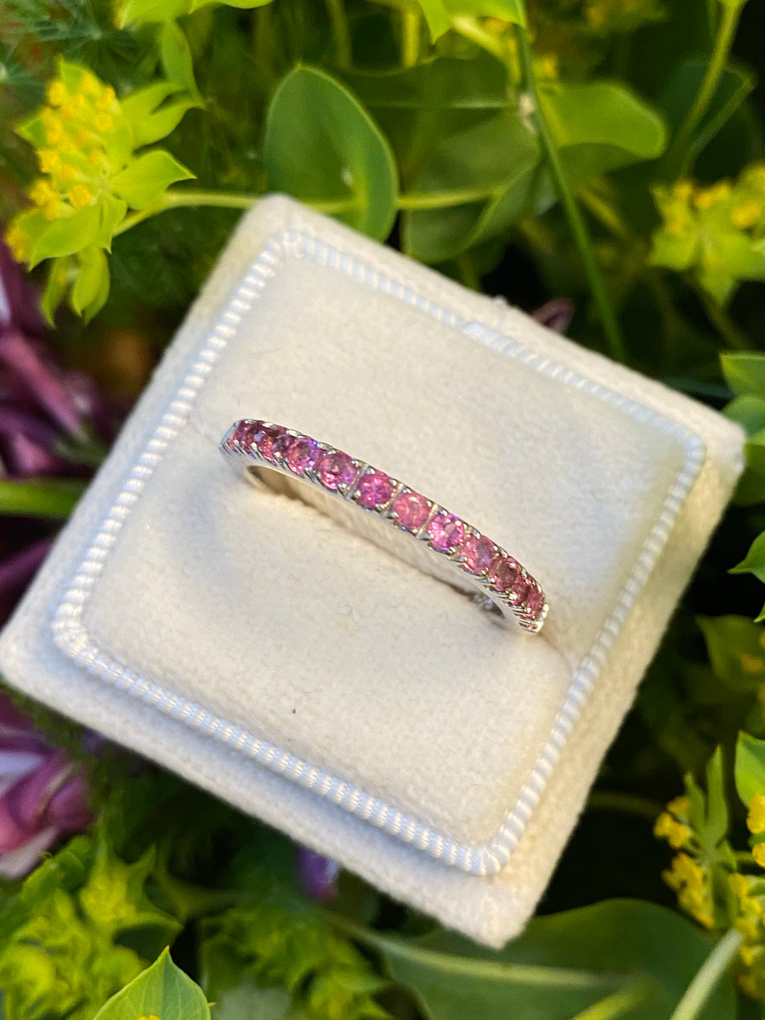 0.30 CTW Pink Tourmaline Eternity Stacking Ring in Sterling Silver
