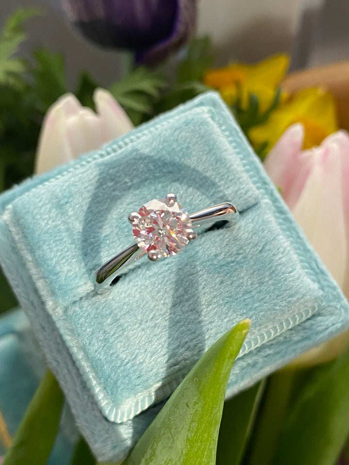 1.00 Carat Round Brilliant Lab Made Diamond Engagement Ring in Platinum 