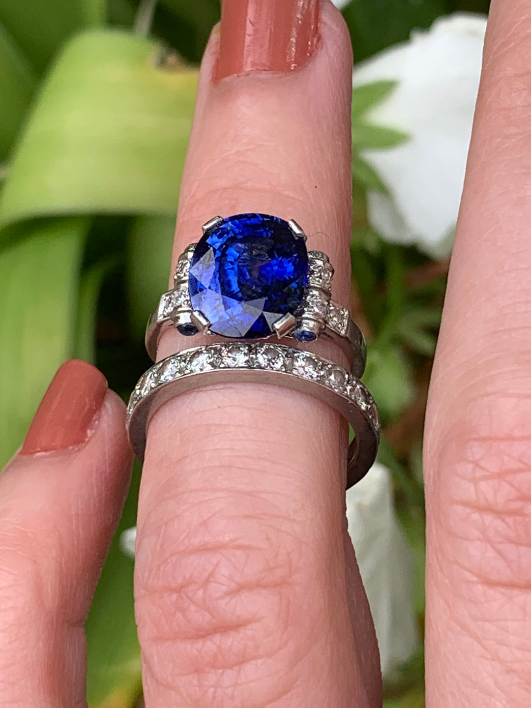 Vintage French Sapphire and Diamond Ring