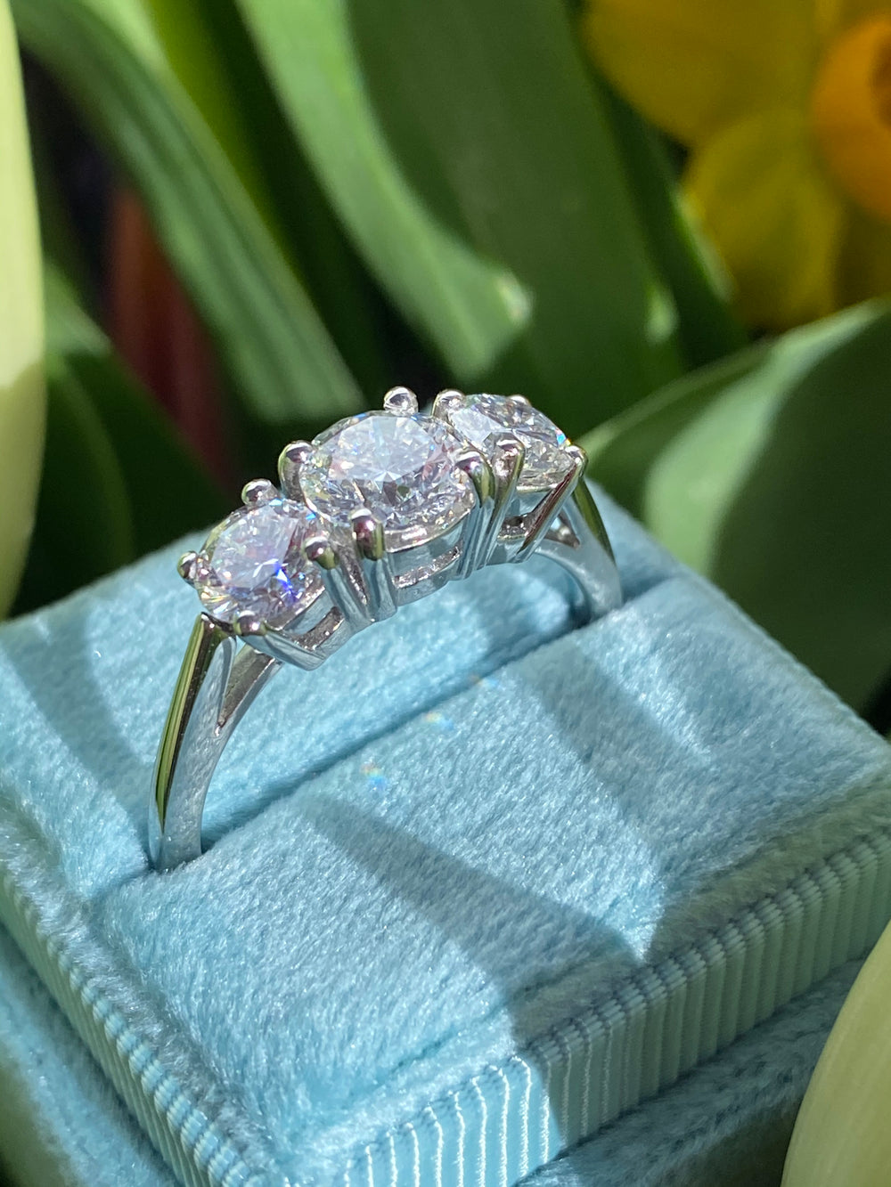 2.00 Carat Round Brilliant Lab-Made Diamond Three Stone Engagement Ring in Platinum  Katherine James Jewellery
