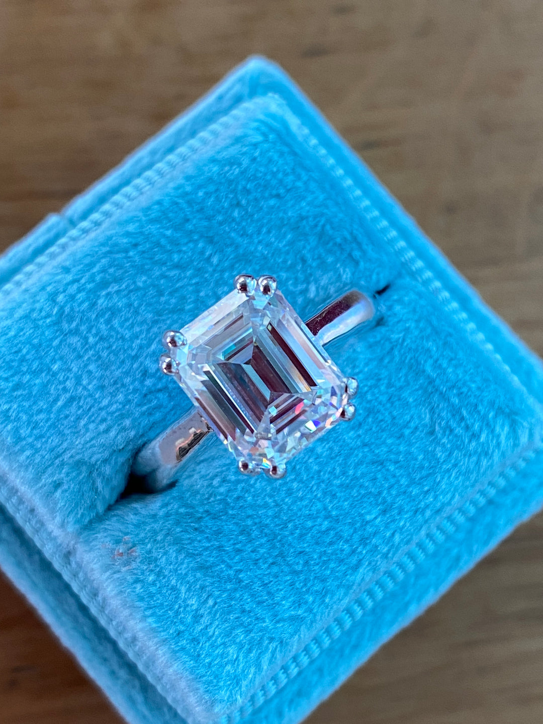 3.50 Carat Emerald Cut Moissanite Engagement Ring Katherine James Jewellery 