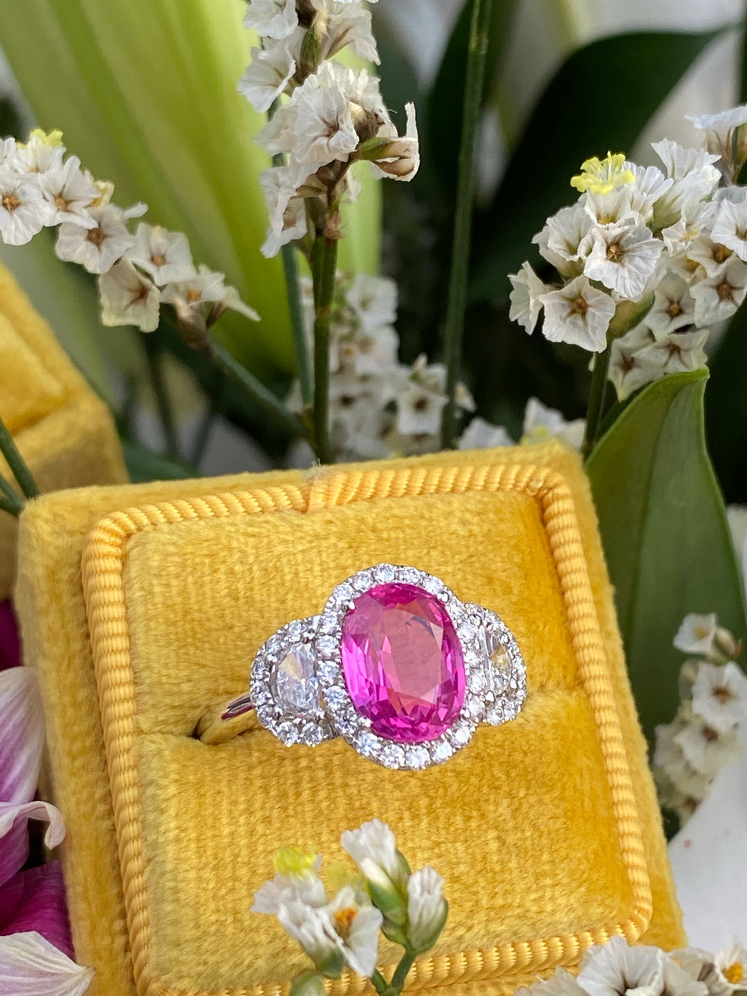 Katherine James Jewellery PInk Sapphire and Diamond Ring 