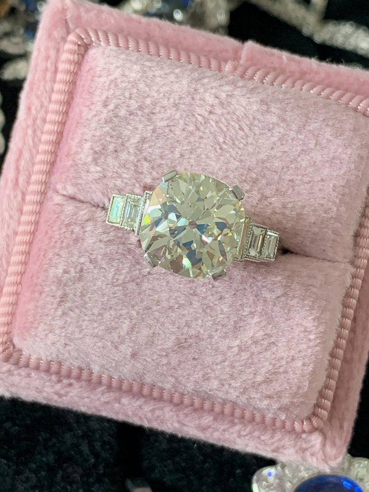 3 Carat Antique Old Cushion Cut Art Deco Diamond Engagement Ring 