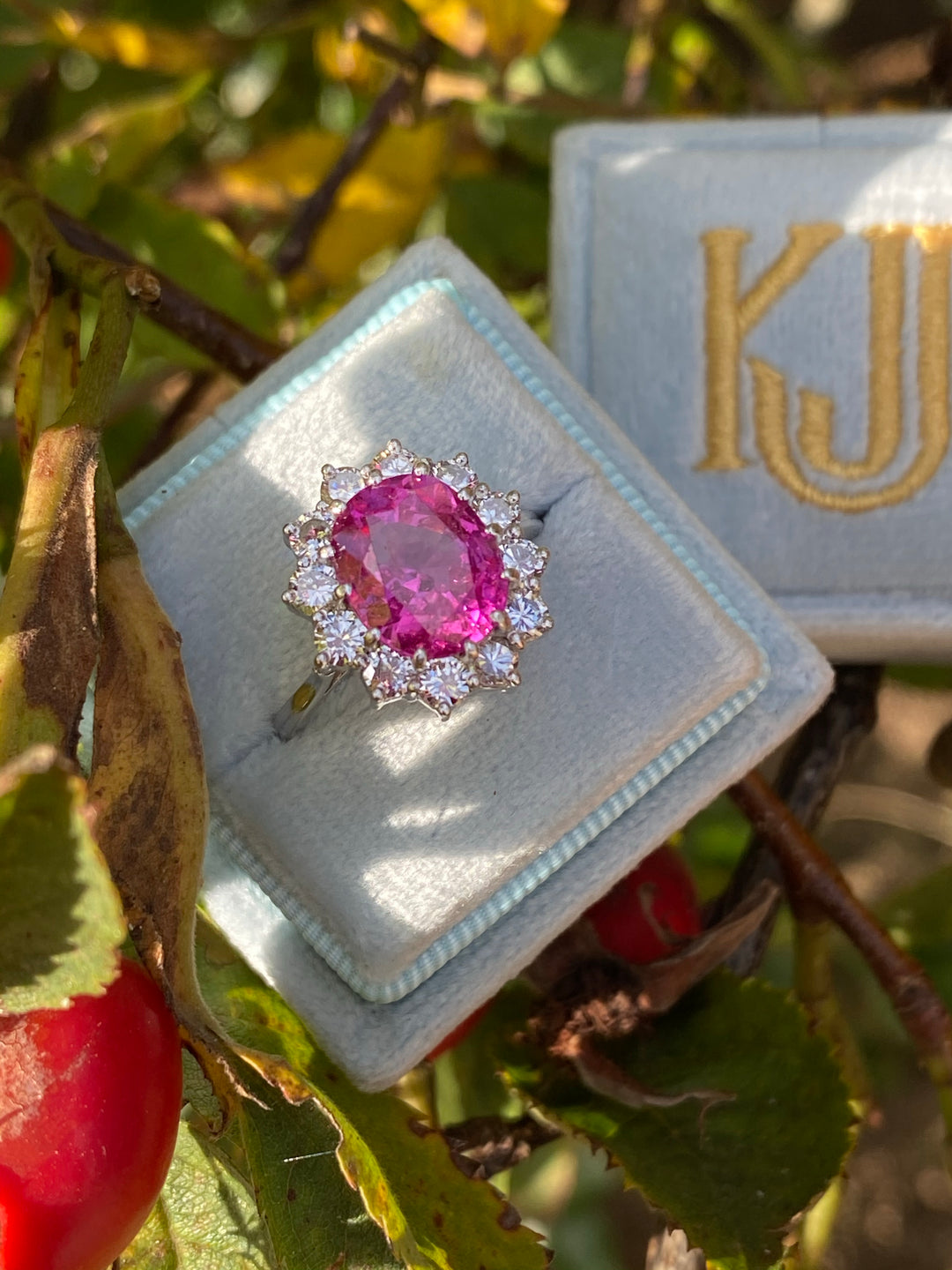 3.50 Carat Oval Pink Sapphire and Diamond Halo Vintage Engagement Ring 