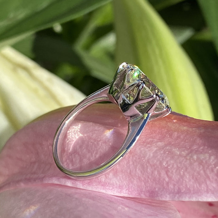 6.25 Carat Transitional Cut Diamond Solitaire Engagement Ring in White Gold 