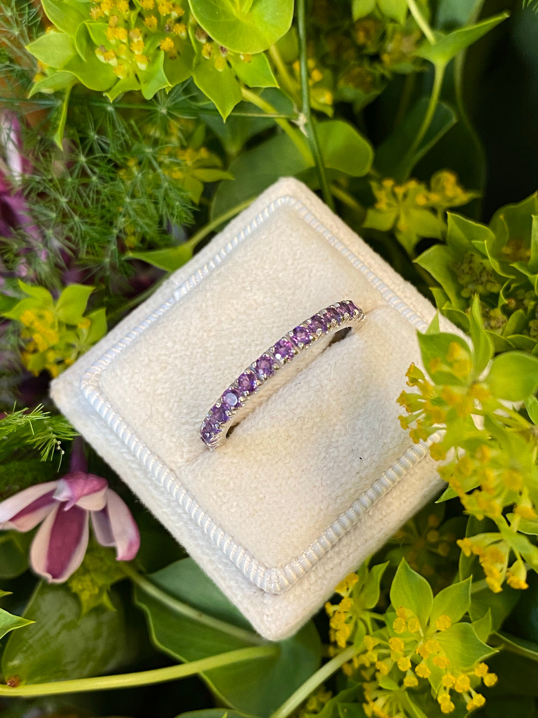 0.30 CTW Amethyst Eternity Stacking Ring in Sterling Silver
