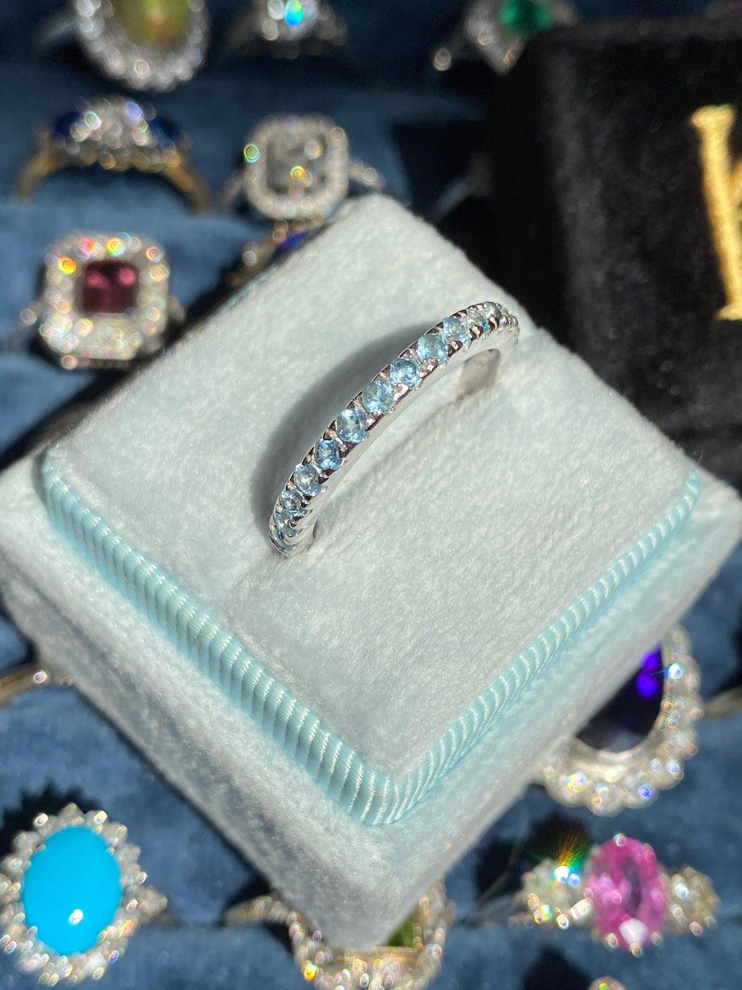 0.30 CTW Aquamarine Eternity Stacking Ring in Sterling Silver