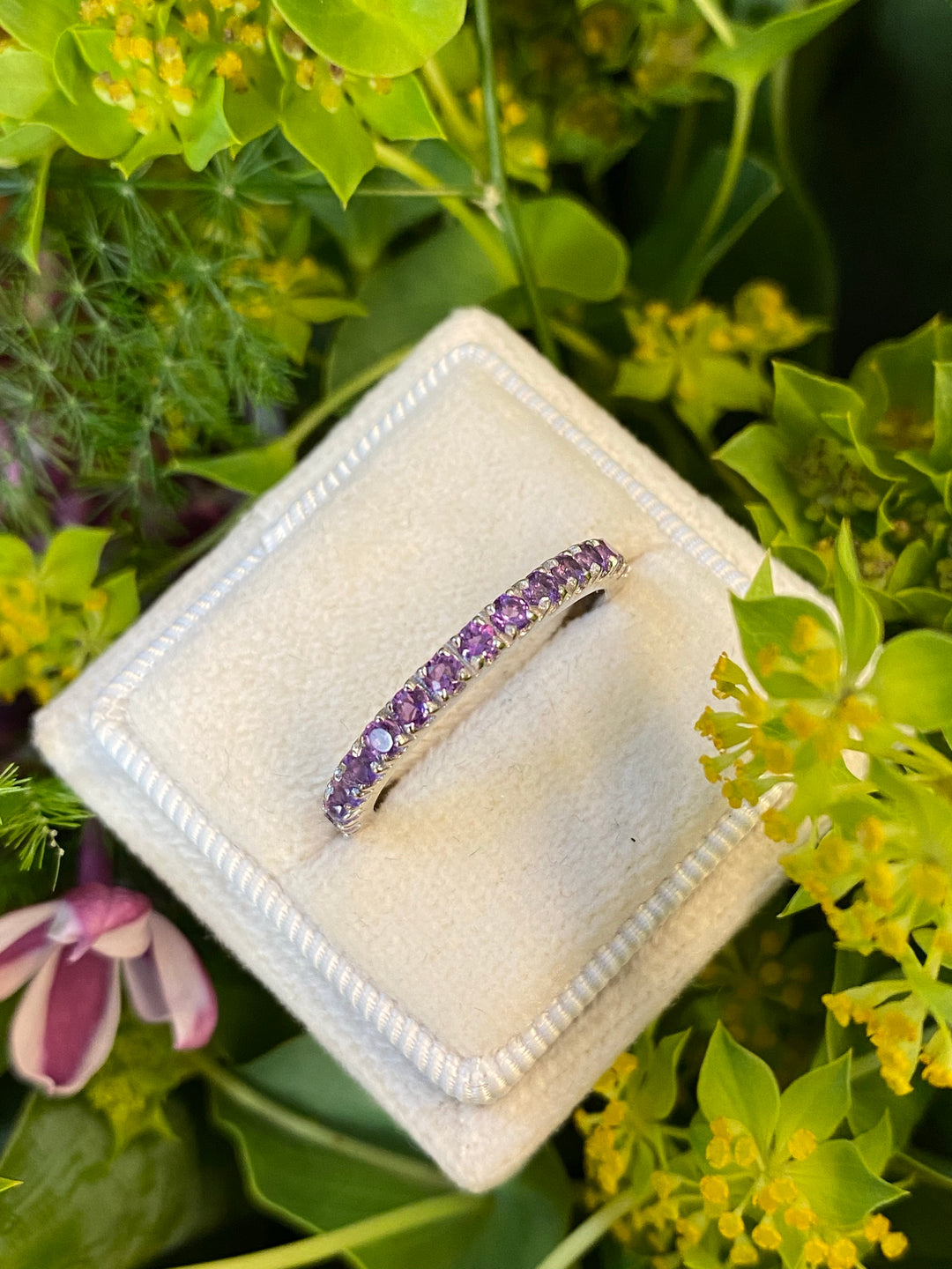0.30 CTW Amethyst Eternity Stacking Ring in Sterling Silver