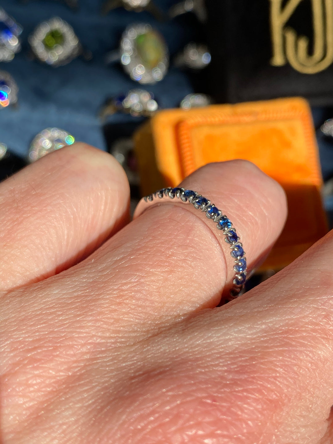 0.30 CTW Blue Sapphire Eternity Stacking Ring in Sterling Silver