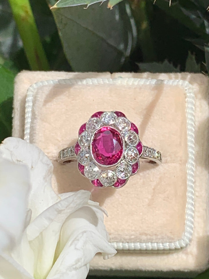 1.02 Carat Ruby and Diamond Ring in Platinum